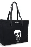 Дамска чанта K/Ikonik tote с добавка кожа Karl Lagerfeld черен