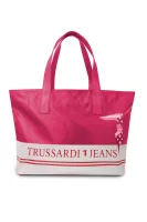 Плажна чанта + козметична чантичка Trussardi розов
