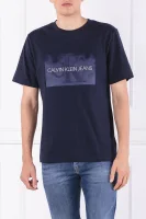 Тениска SHINY MONOGRAM BOX | Regular Fit CALVIN KLEIN JEANS тъмносин