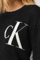 Пуловер CK LOGO ARCHIVE | Regular Fit | с добавка вълна CALVIN KLEIN JEANS графитен