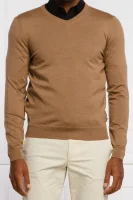 Вълнен пуловер Baram | Slim Fit BOSS BLACK кафяв