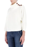 Блуза с поло яка | Regular Fit Elisabetta Franchi кремав