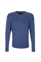 Plaited CTN Silk V-nk Sweater Tommy Hilfiger син
