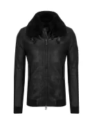 Leather jacket Jarco1 BOSS ORANGE черен