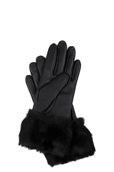 Leather gloves Guess черен