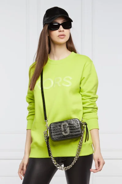 Кожена дамска чанта за рамо The Croc-Embossed Snapshot Marc Jacobs черен