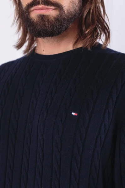 Пуловер CLASSIC COTTON BLEND | Regular Fit | с добавка вълна Tommy Hilfiger тъмносин