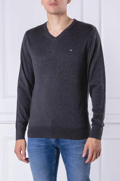Пуловер | Regular Fit | с добавка коприна Tommy Hilfiger графитен