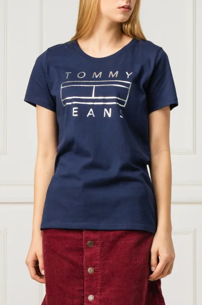 Тениска METALLIC LOGO | Regular Fit Tommy Jeans тъмносин