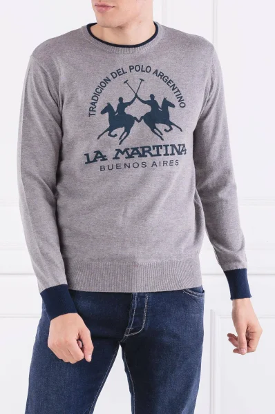 Пуловер JEFFRY | Regular Fit | z dodatkiem wełny La Martina сив