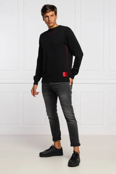 Пуловер Sdorito | Regular Fit HUGO черен