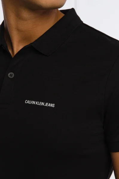 Поло/тениска с яка MICRO BRANDING LIQUI | Slim Fit CALVIN KLEIN JEANS черен