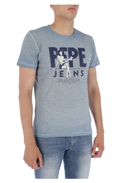 Тениска GEORGE | Slim Fit Pepe Jeans London небесносин