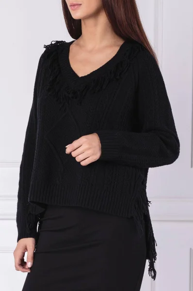 Вълнен пуловер | Regular Fit | с добавка кашмир TWINSET черен