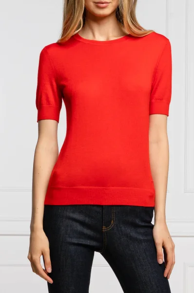 Кашмирен пуловер IBERIA | Regular Fit TORY BURCH червен