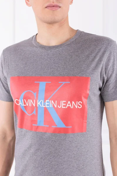 Тениска MONOGRAM BOX LOGO SL | Slim Fit CALVIN KLEIN JEANS сив