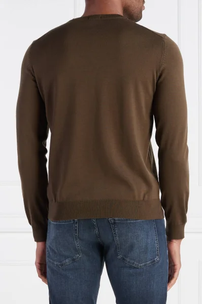 вълнен пуловер baram-l | regular fit BOSS BLACK каки