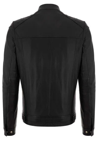 Leather jacket Lank 1 HUGO черен