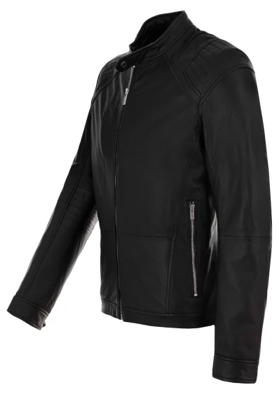 Leather jacket Lank 1 HUGO черен