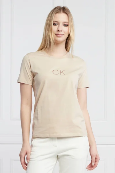 Тениска SHINE | Regular Fit Calvin Klein бежов
