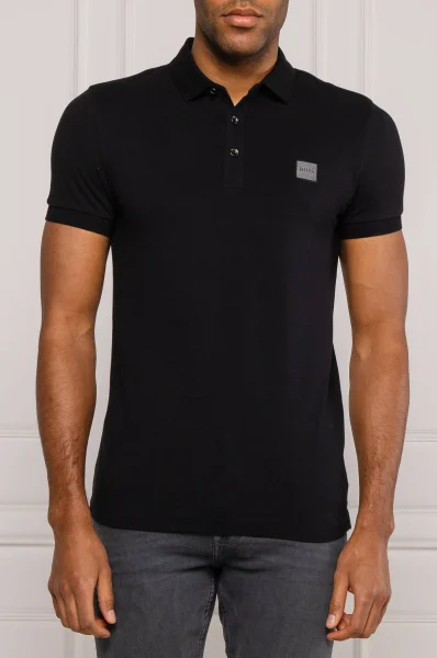 Поло/тениска с яка Passenger | Slim Fit | pique BOSS ORANGE черен