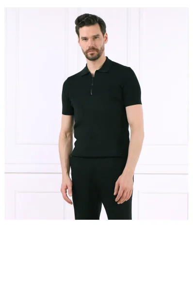 Поло/тениска с яка Sayfong-1 | Regular Fit HUGO черен