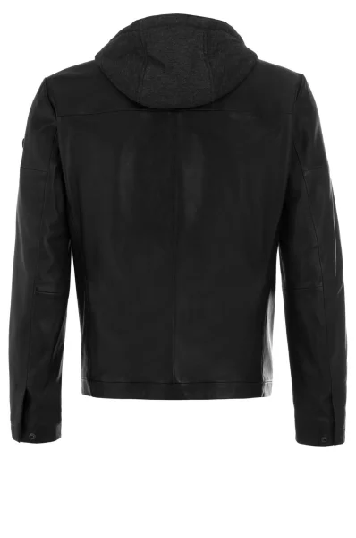 Leather jacket Jylion BOSS GREEN черен