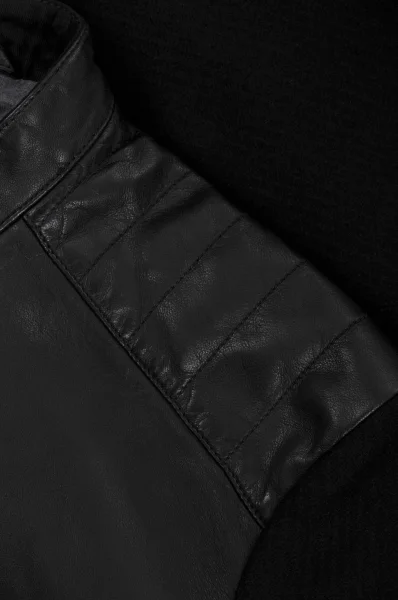Jeepy leather jacket BOSS ORANGE черен