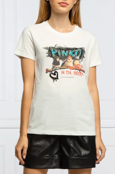 Тениска + чанта за покупки VENERDI PINKO X LUCIA HEFFERNAN | Regular Fit Pinko бял