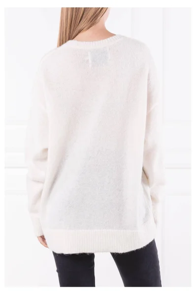 Пуловер ALPACA BLEND LOGO CR | Loose fit | с добавка вълна CALVIN KLEIN JEANS бял