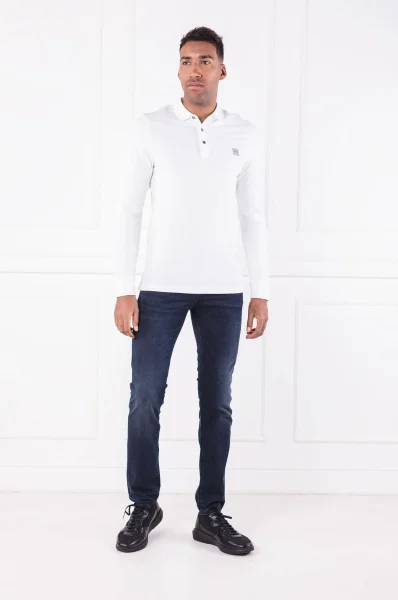 Поло/тениска с яка Passerby | Slim Fit BOSS ORANGE бял