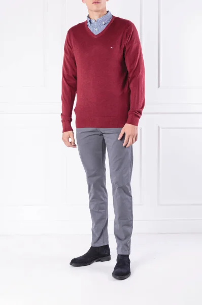 Пуловер | Regular Fit | с добавка коприна Tommy Hilfiger бордо