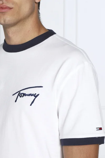 Тениска SIGNATURE RINGER | Regular Fit Tommy Jeans бял