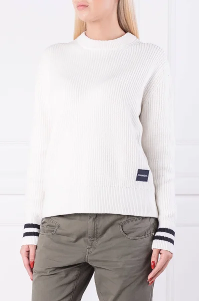Пуловер | Regular Fit | с добавка вълна Calvin Klein кремав