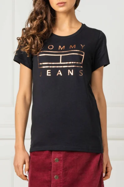 Тениска METALLIC LOGO | Regular Fit Tommy Jeans черен