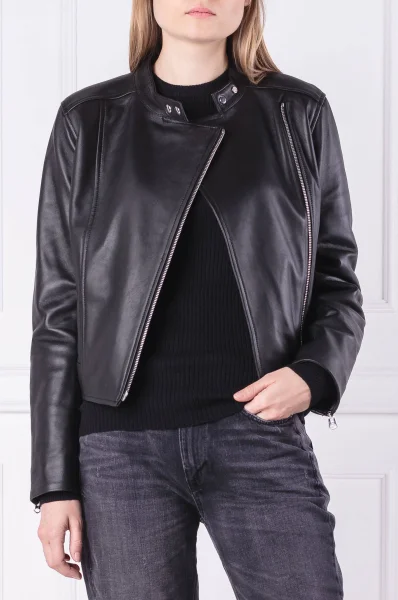 Кожено яке | Regular Fit Calvin Klein черен