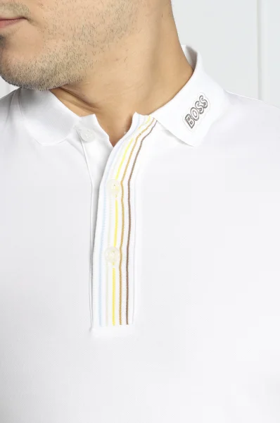 Поло/тениска с яка Paddy 1 | Regular Fit | stretch pique BOSS GREEN бял