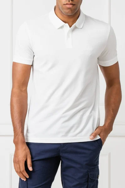 Поло/тениска с яка Piro | Regular Fit | pique BOSS GREEN бял