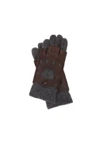 Leather gloves BOSS ORANGE кафяв